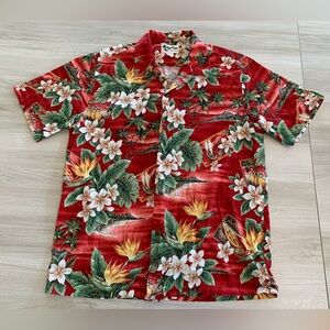 Howie Hawaiian Shirt Mens Size XL Red Floral Design Made In Hawaii